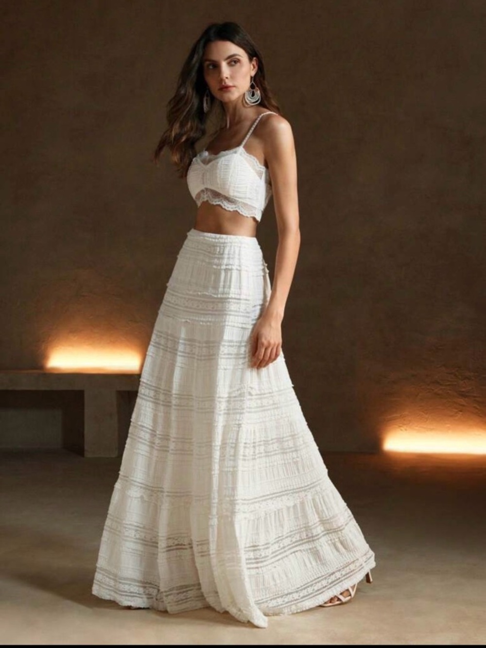 White Maxi Boho Skirt - Unbranded